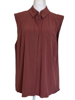 Athleta Everlasting Tank Top Women XL Pink Sleeveless Button Up Flowy Athleisure